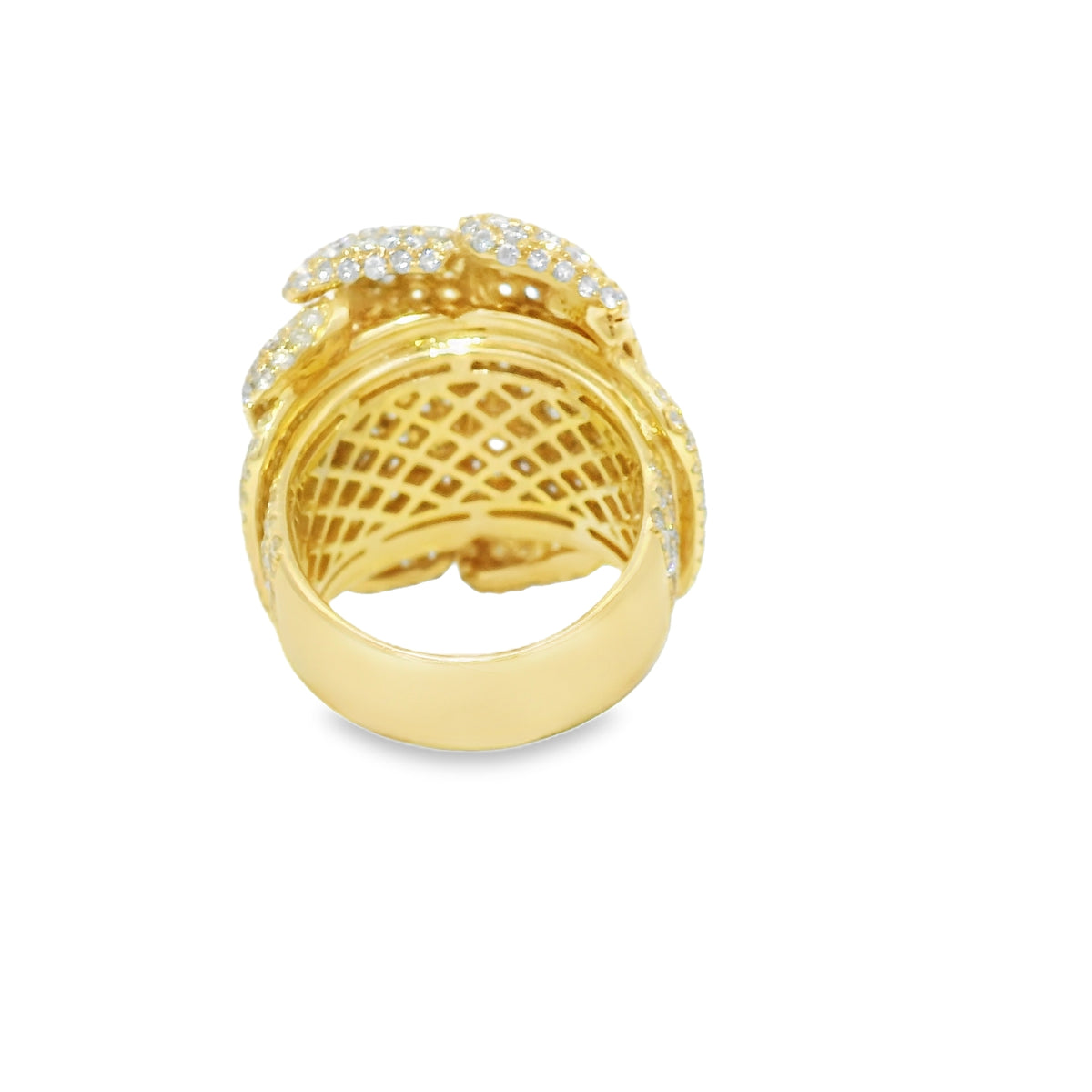 14k Yellow Gold Natural 8.5 Carat Diamond Pave Freeform Wide Ring — product photo 11