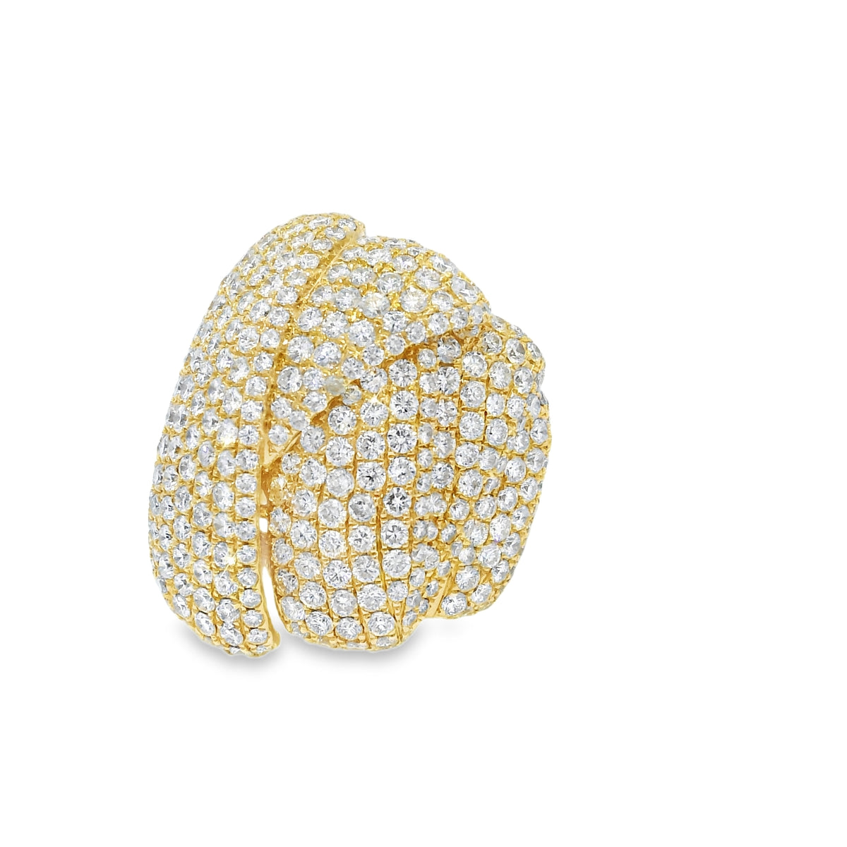 14k Yellow Gold Natural 8.5 Carat Diamond Pave Freeform Wide Ring — product photo 13
