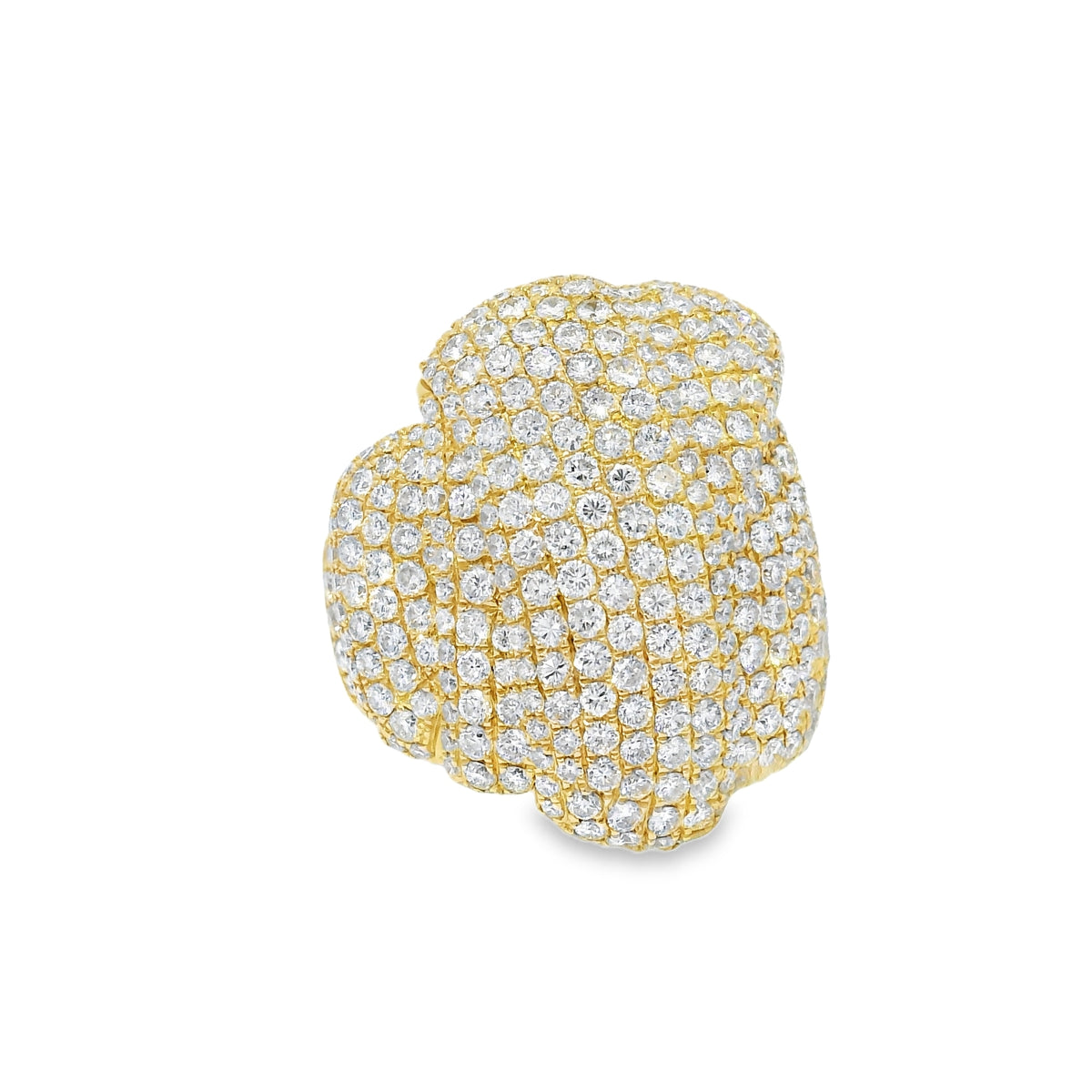 14k Yellow Gold Natural 8.5 Carat Diamond Pave Freeform Wide Ring — product photo 14