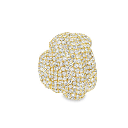 14k Yellow Gold Natural 8.5 Carat Diamond Pave Freeform Wide Ring