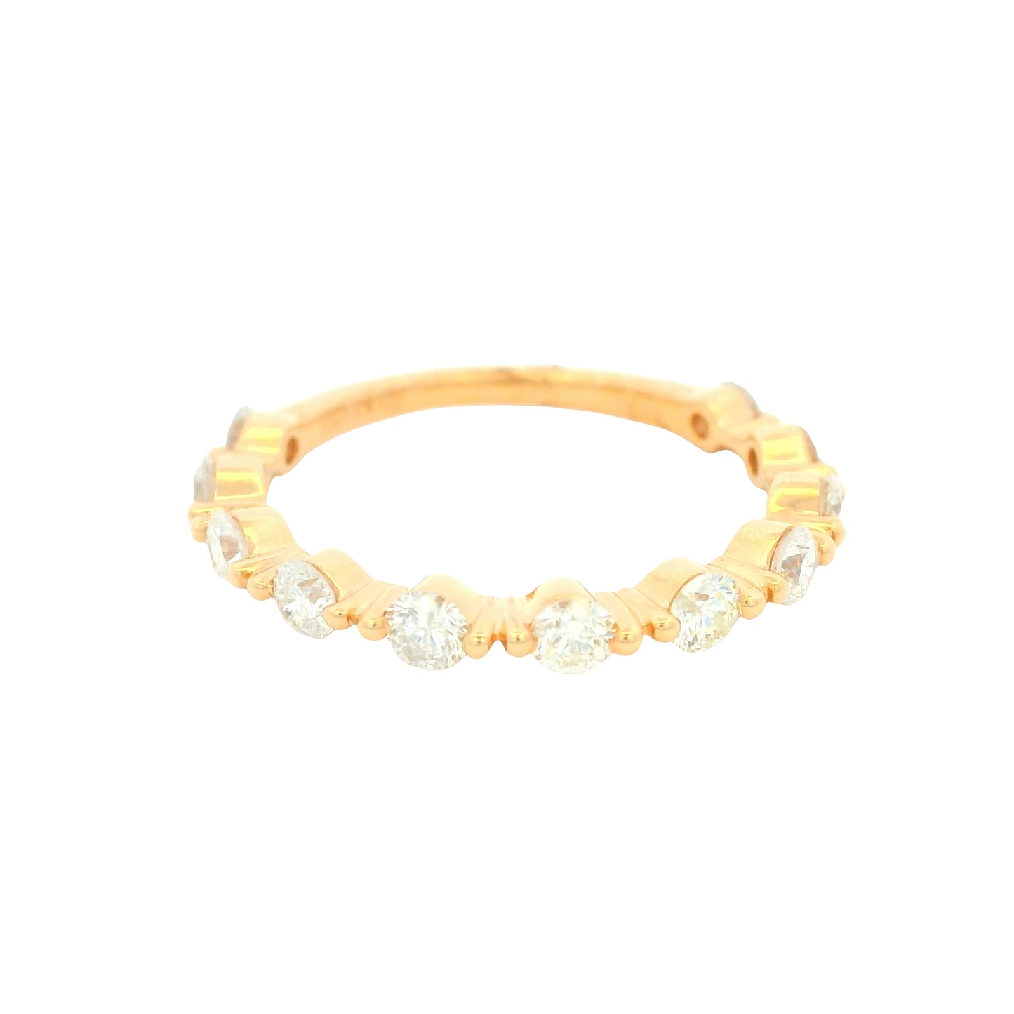 18K Rose Gold Natural Round Brilliant Cut Prong-Set Diamond Ring