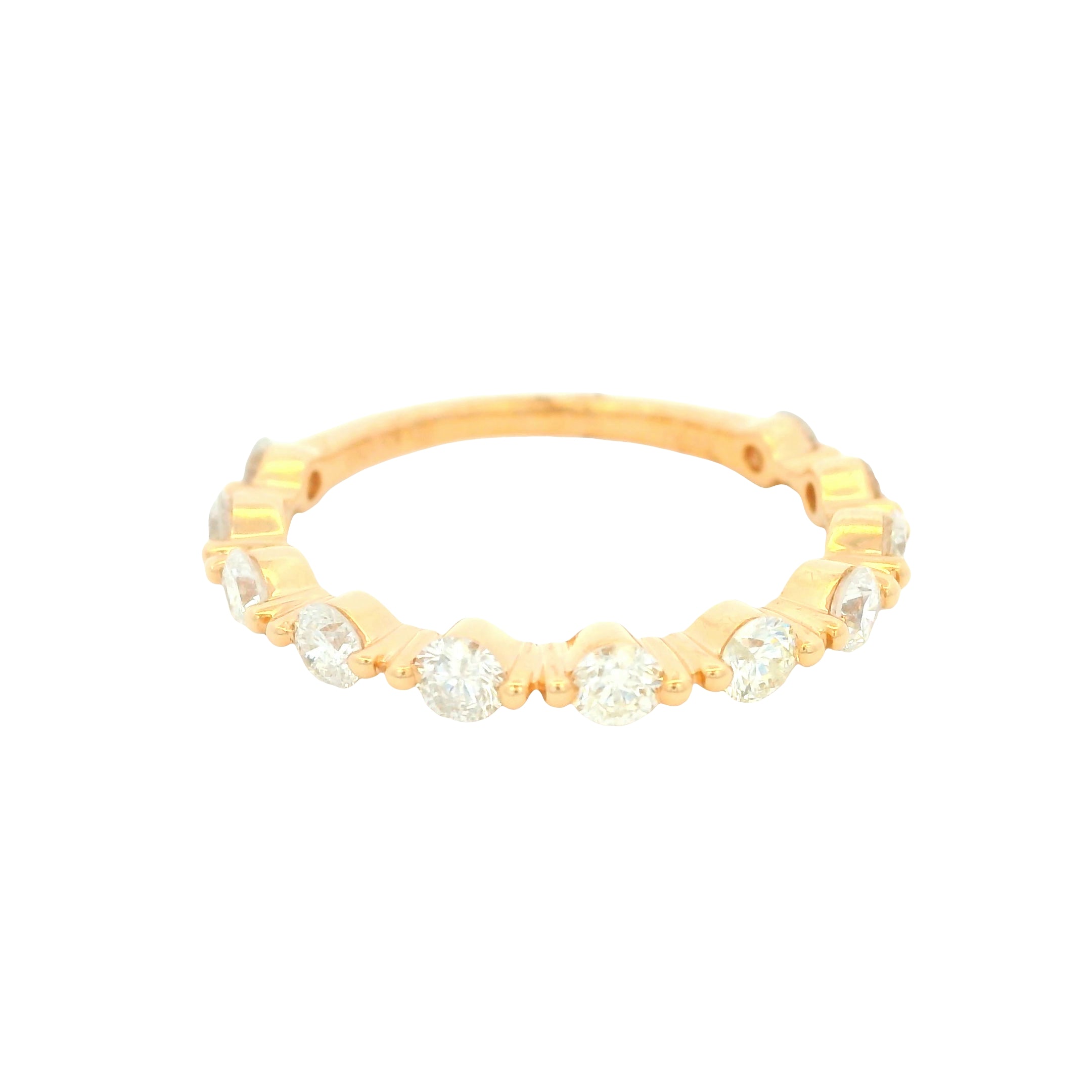 18K Rose Gold Natural Round Brilliant Cut Prong-Set Diamond Ring