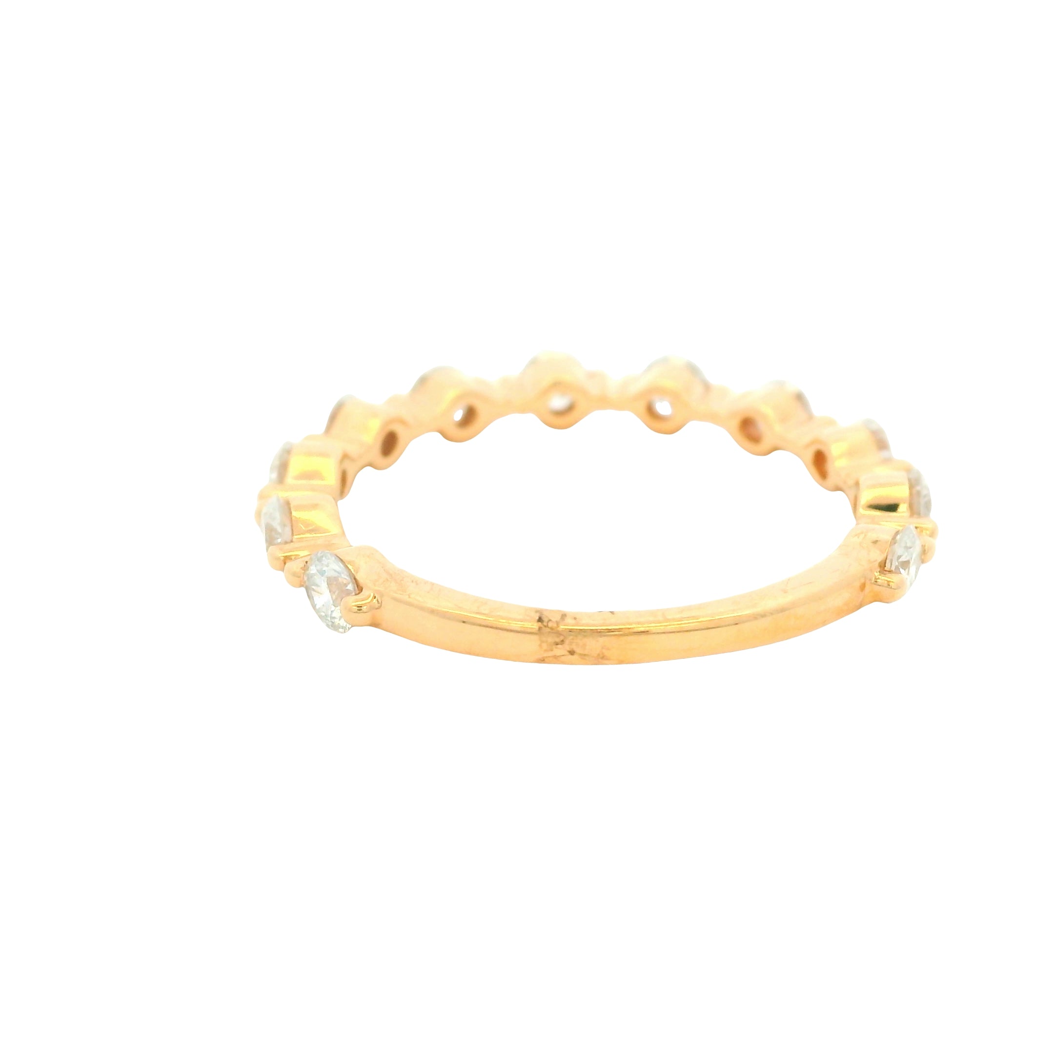 18K Rose Gold Natural Round Brilliant Cut Prong-Set Diamond Ring