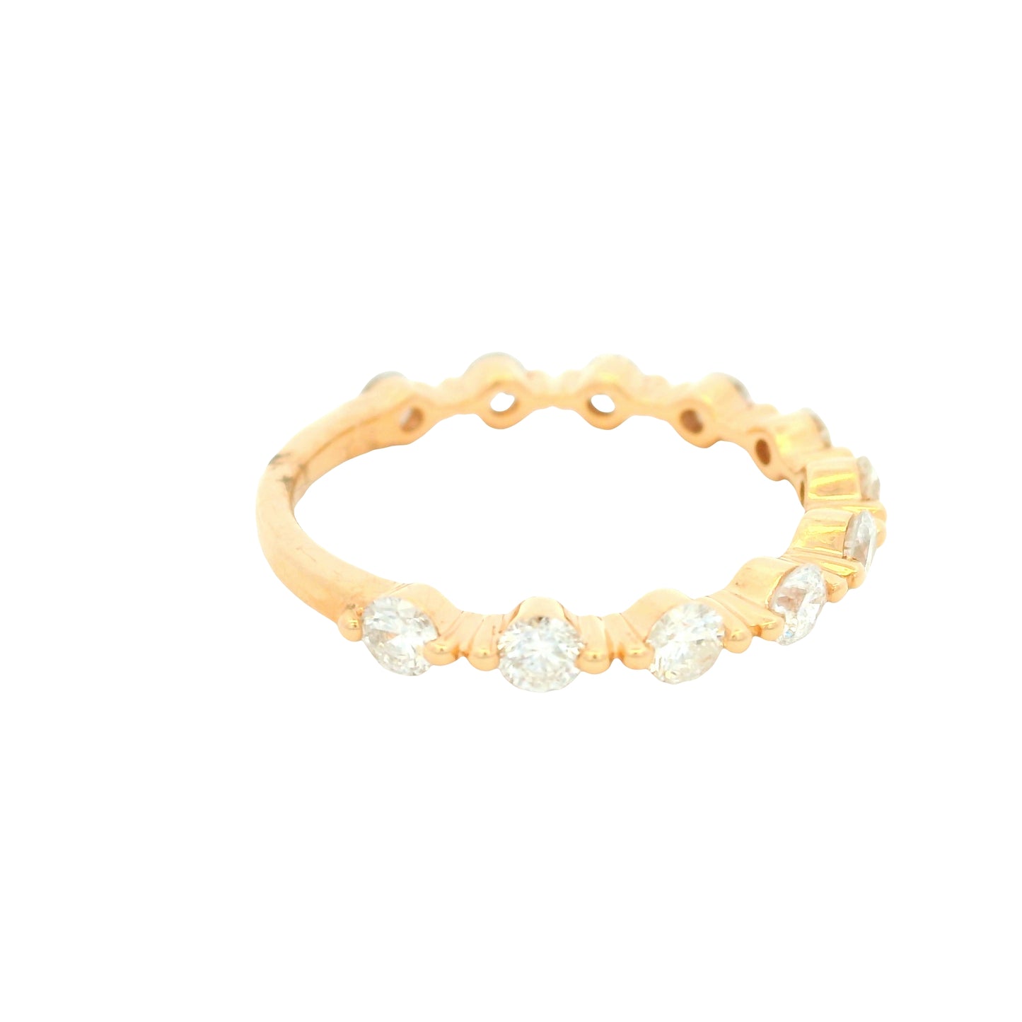 18K Rose Gold Natural Round Brilliant Cut Prong-Set Diamond Ring