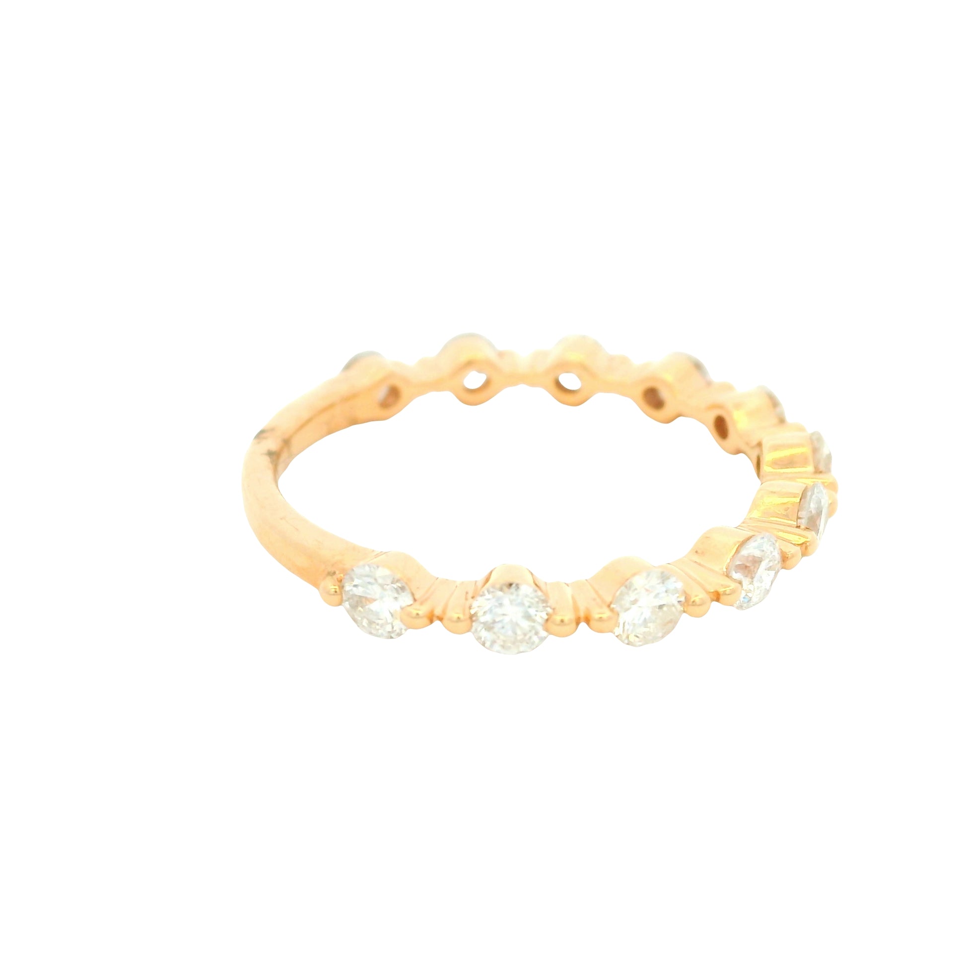 18K Rose Gold Natural Round Brilliant Cut Prong-Set Diamond Ring