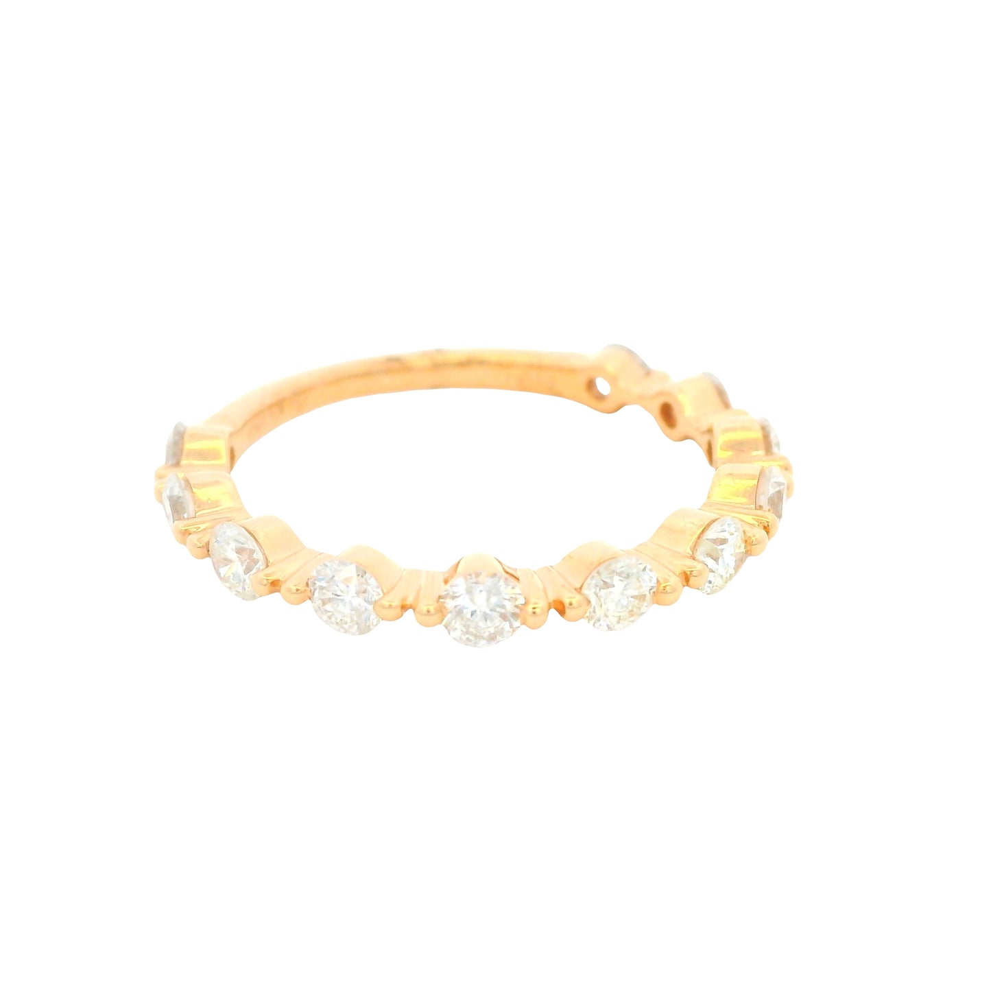 18K Rose Gold Natural Round Brilliant Cut Prong-Set Diamond Ring