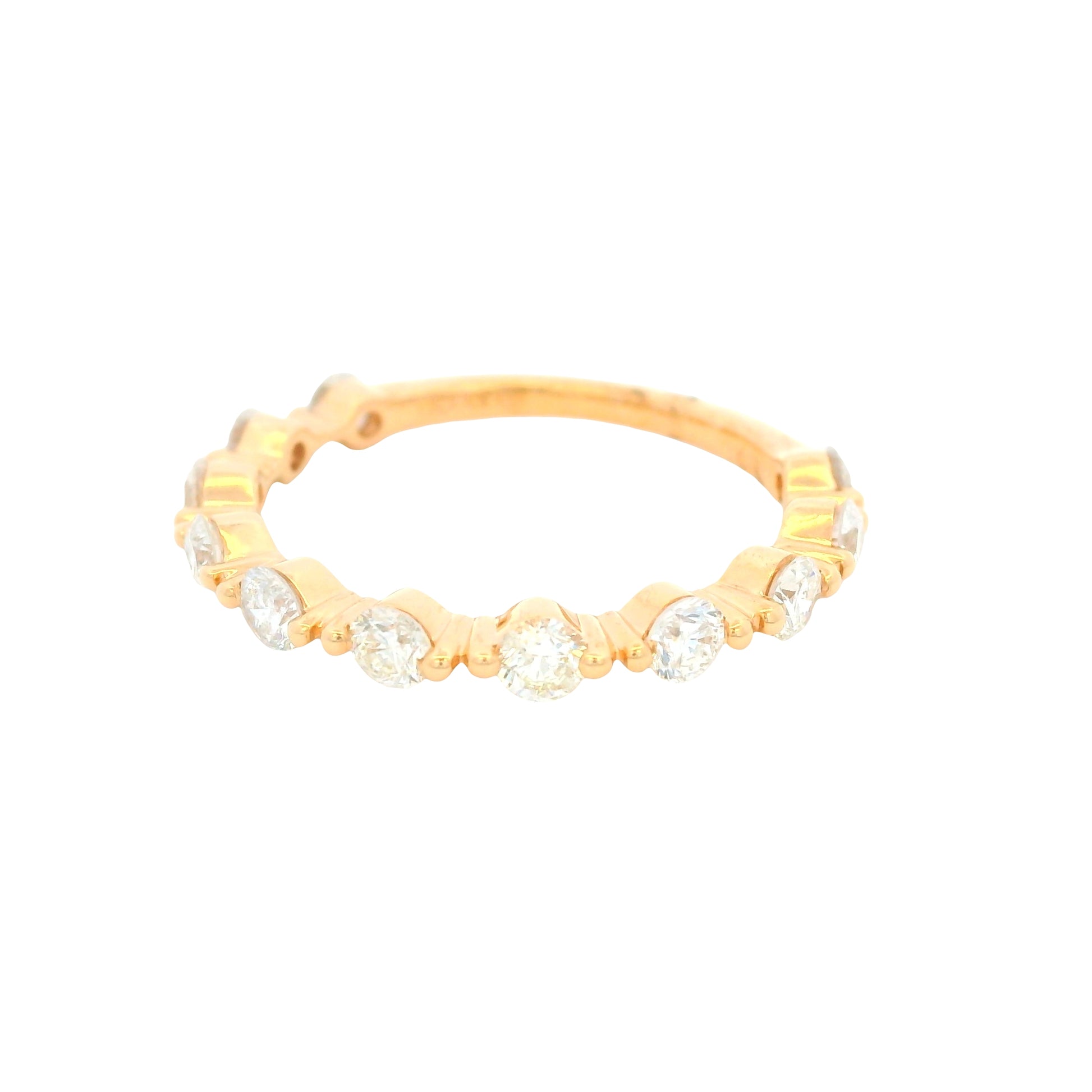 18K Rose Gold Natural Round Brilliant Cut Prong-Set Diamond Ring