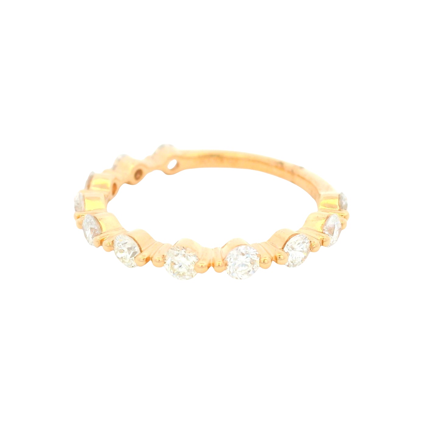 18K Rose Gold Natural Round Brilliant Cut Prong-Set Diamond Ring