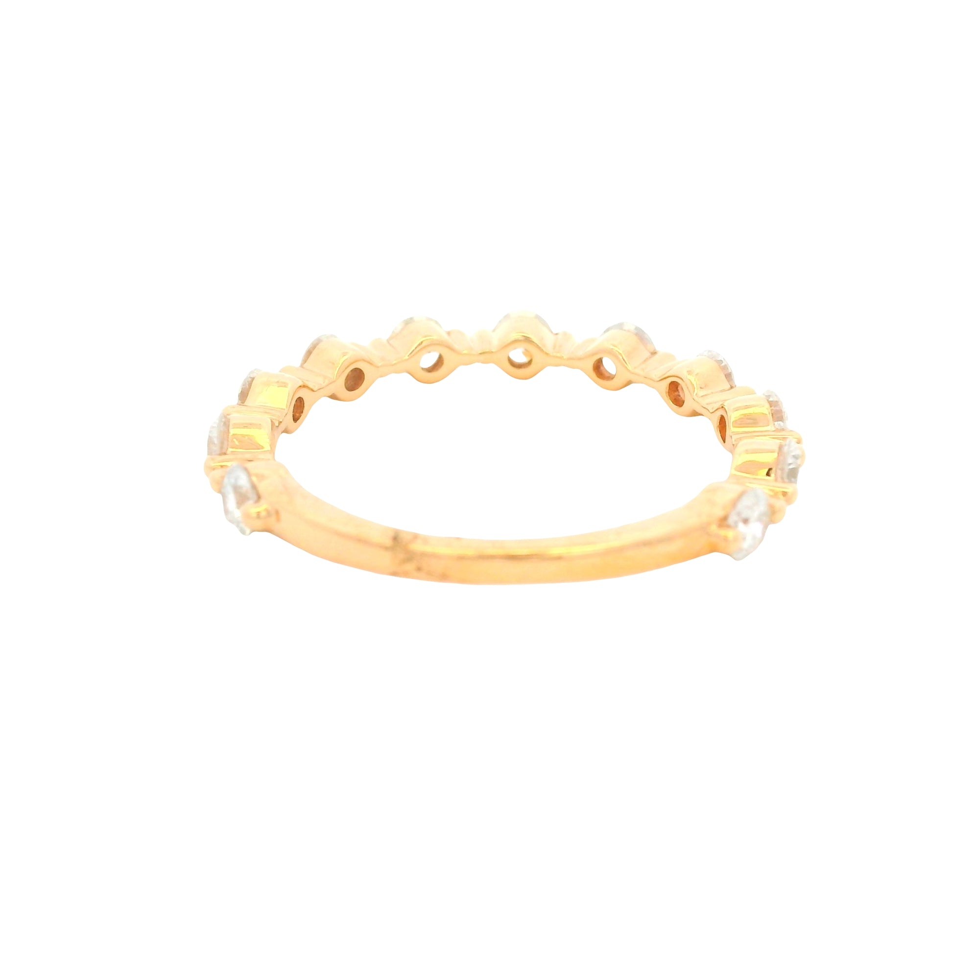18K Rose Gold Natural Round Brilliant Cut Prong-Set Diamond Ring