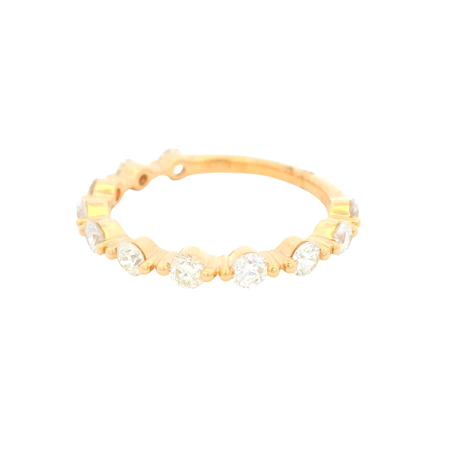 18K Rose Gold Natural Round Brilliant Cut Prong-Set Diamond Ring