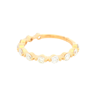 18K Rose Gold Natural Round Brilliant Cut Prong-Set Diamond Ring