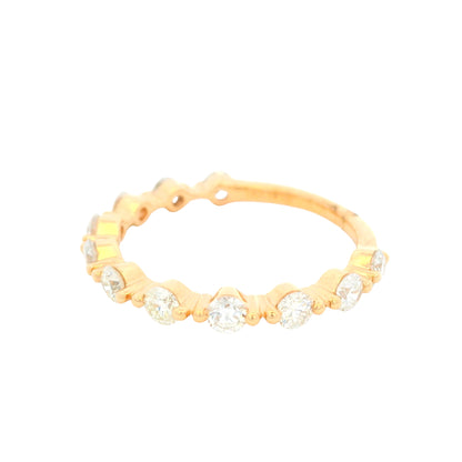 18K Rose Gold Natural Round Brilliant Cut Prong-Set Diamond Ring