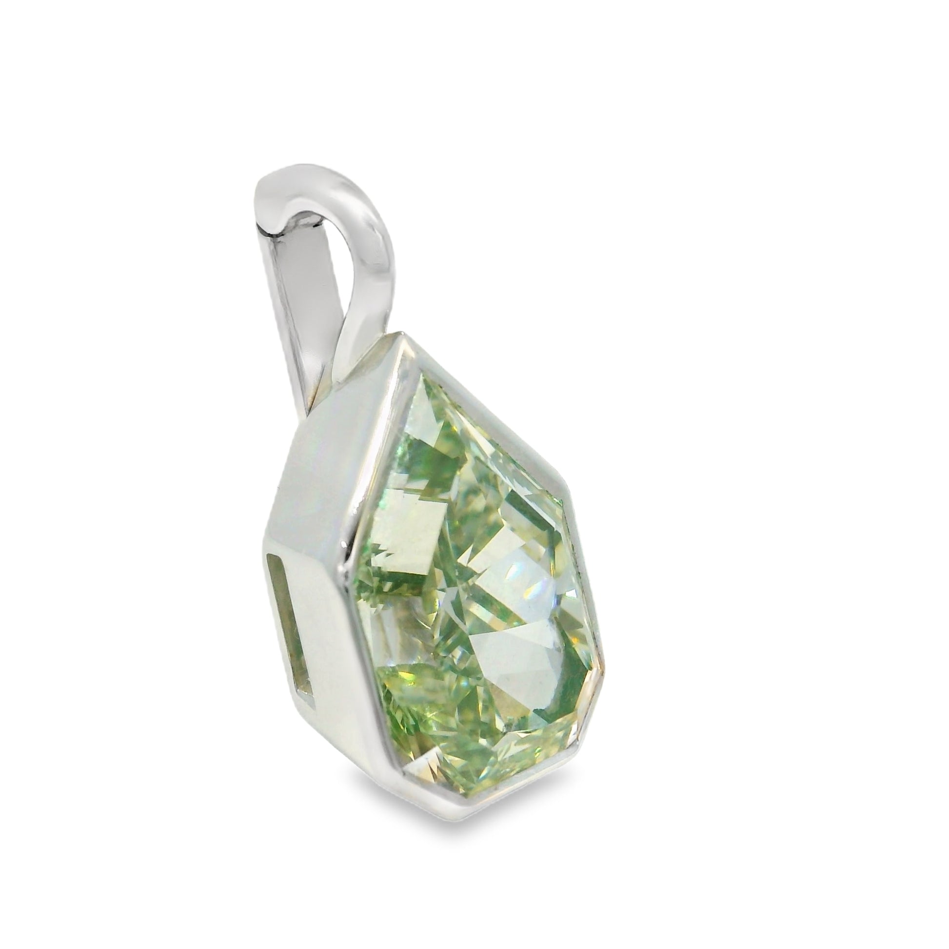 Green crystal pendant on a white background