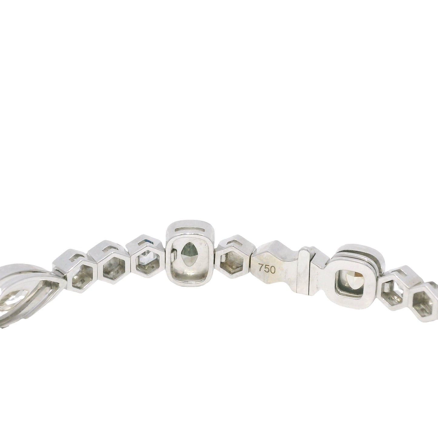 18k White Gold Natural Fancy Color Diamond Multi-Shape Station Bracelet