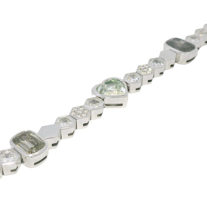 18k White Gold Natural Fancy Color Diamond Multi-Shape Station Bracelet