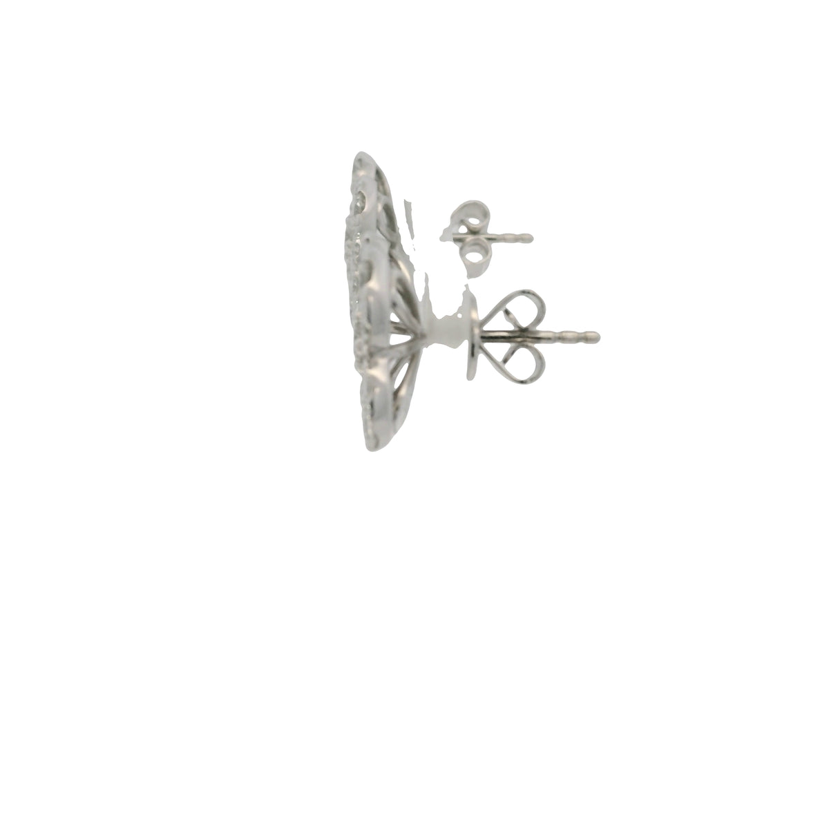 18k White Gold Natural Diamond Pave Clover Style Stud Earrings