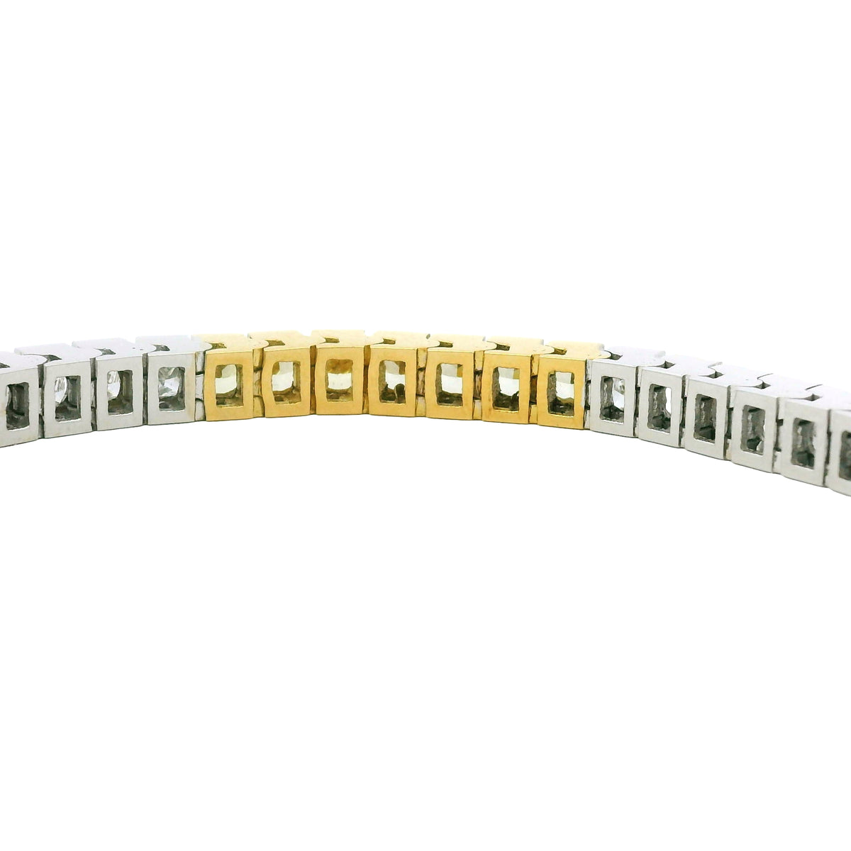 18K Two-Tone Gold Natural White & Yellow Princess-Cut Diamond Section Bracelet