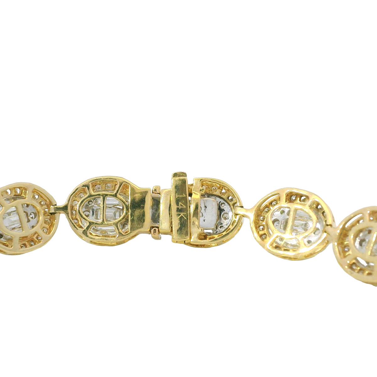 14K Two-Tone Gold Natural 5.92 Carat Mosaic Diamond Oval Link Bracelet