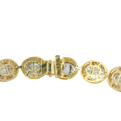14K Two-Tone Gold Natural 5.92 Carat Mosaic Diamond Oval Link Bracelet