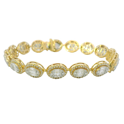14K Two-Tone Gold Natural 5.92 Carat Mosaic Diamond Oval Link Bracelet