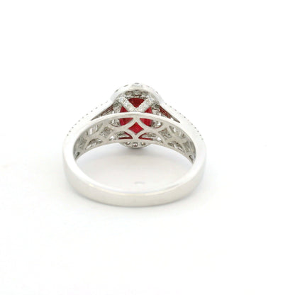GIA 18K White Gold 2.45 Carat Mozambique Ruby & Natural Diamond Ring