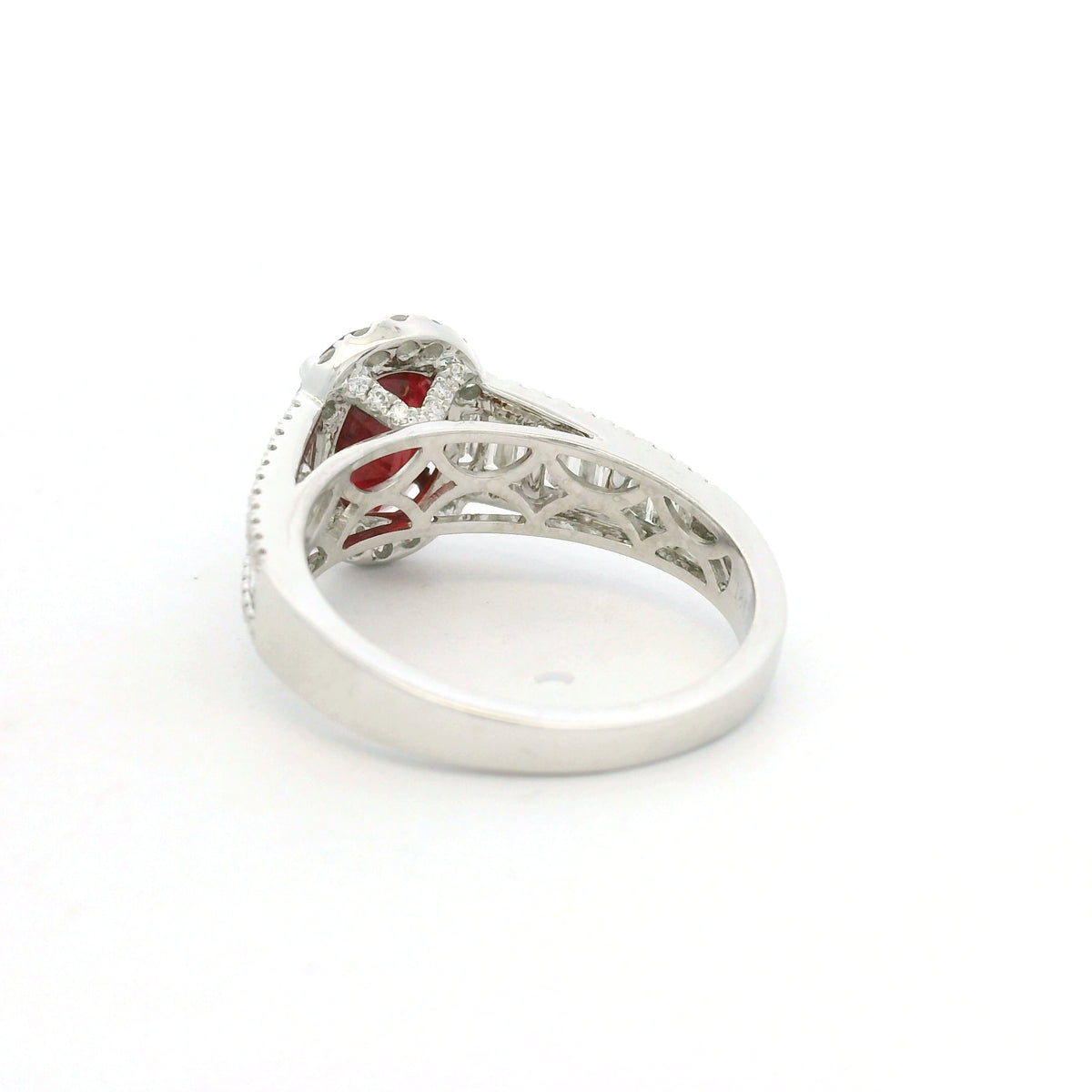 GIA 18K White Gold 2.45 Carat Mozambique Ruby & Natural Diamond Ring