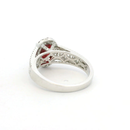 GIA 18K White Gold 2.45 Carat Mozambique Ruby & Natural Diamond Ring
