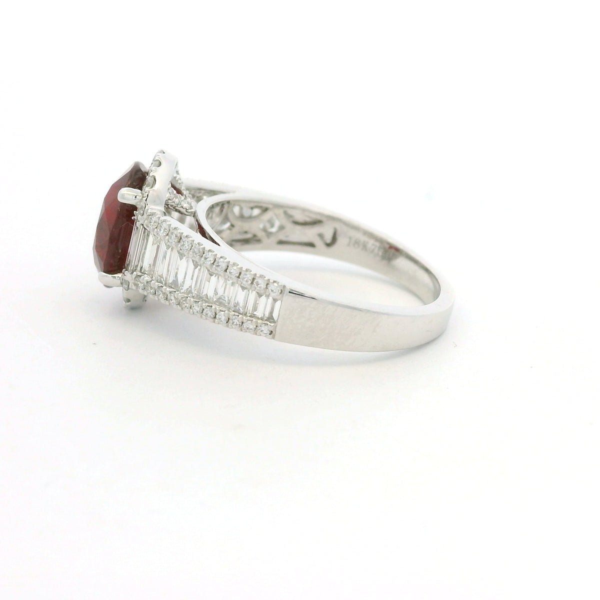 GIA 18K White Gold 2.45 Carat Mozambique Ruby & Natural Diamond Ring