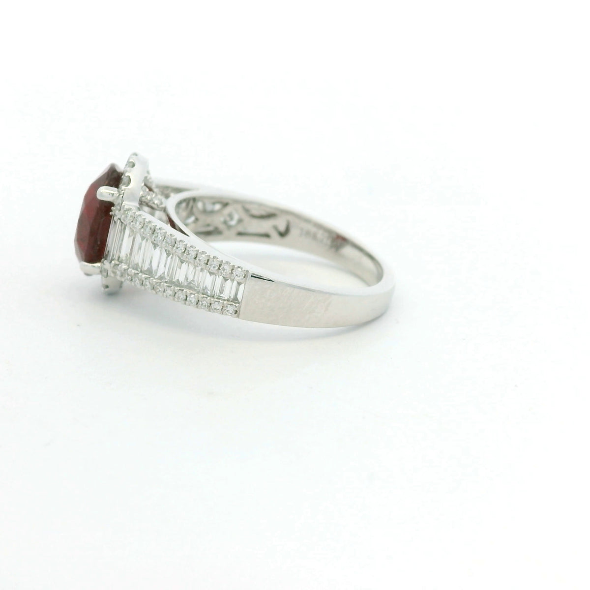GIA 18K White Gold 2.45 Carat Mozambique Ruby & Natural Diamond Ring