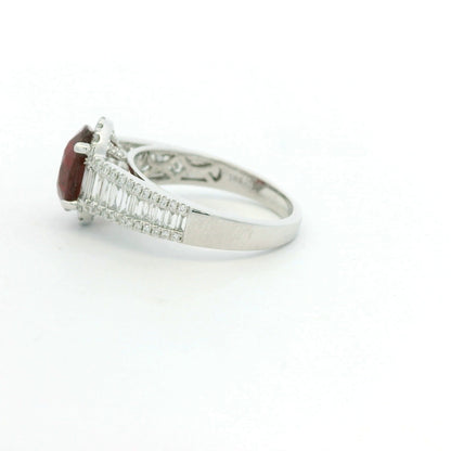 GIA 18K White Gold 2.45 Carat Mozambique Ruby & Natural Diamond Ring