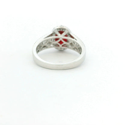 GIA 18K White Gold 2.45 Carat Mozambique Ruby & Natural Diamond Ring