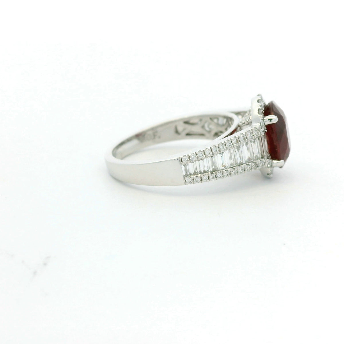 GIA 18K White Gold 2.45 Carat Mozambique Ruby & Natural Diamond Ring