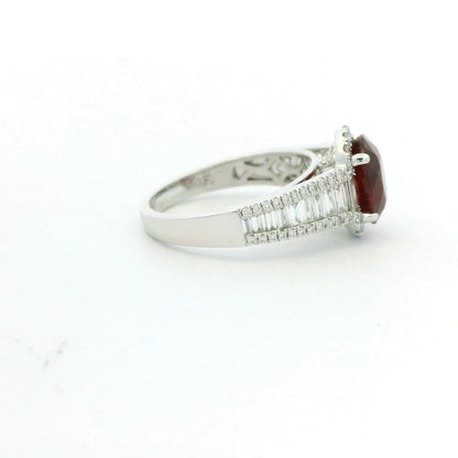 GIA 18K White Gold 2.45 Carat Mozambique Ruby & Natural Diamond Ring