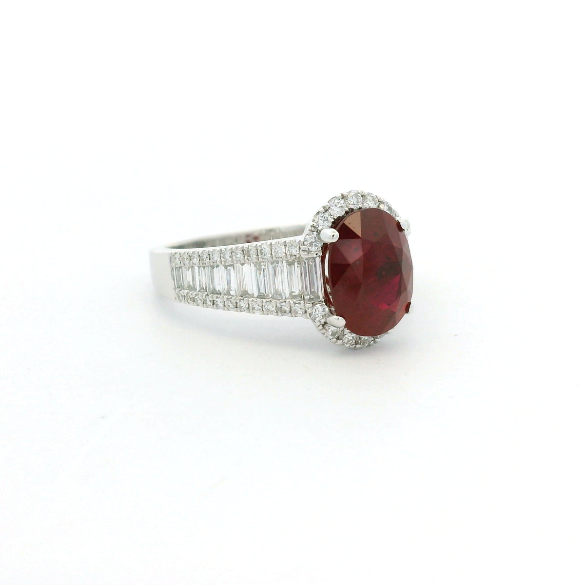 GIA 18K White Gold 2.45 Carat Mozambique Ruby & Natural Diamond Ring