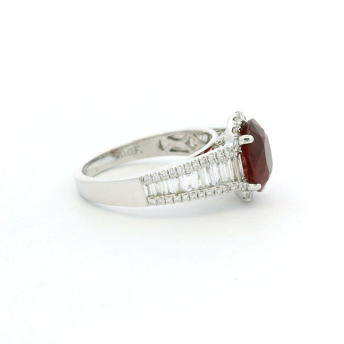 GIA 18K White Gold 2.45 Carat Mozambique Ruby & Natural Diamond Ring