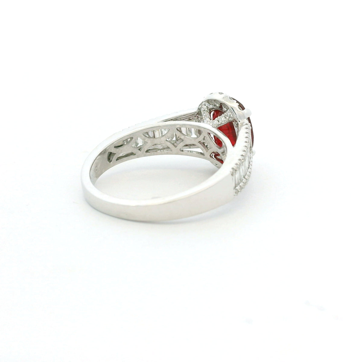 GIA 18K White Gold 2.45 Carat Mozambique Ruby & Natural Diamond Ring