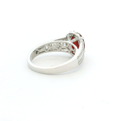 GIA 18K White Gold 2.45 Carat Mozambique Ruby & Natural Diamond Ring