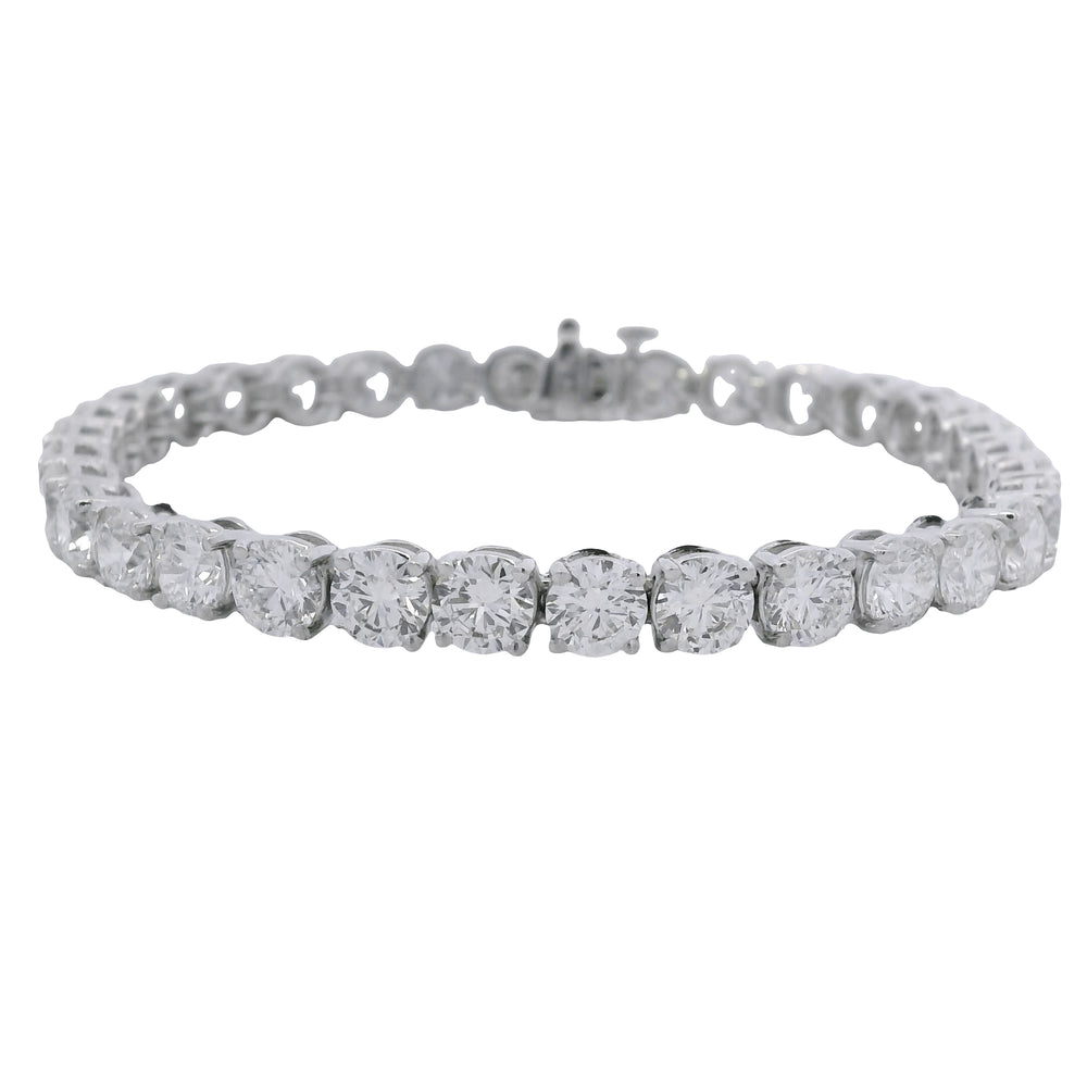 14K White Gold Natural 17.08 Carat Round Brilliant Cut Diamond Tennis Bracelet — product photo 1