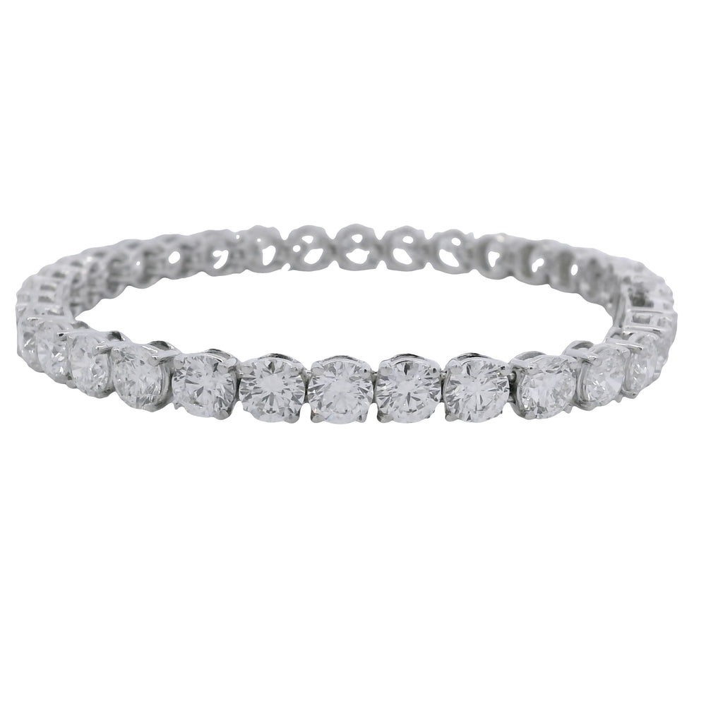 14K White Gold Natural 17.08 Carat Round Brilliant Cut Diamond Tennis Bracelet — product photo 2