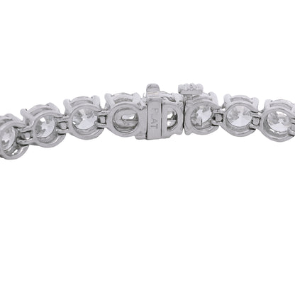 14K White Gold Natural 17.08 Carat Round Brilliant Cut Diamond Tennis Bracelet