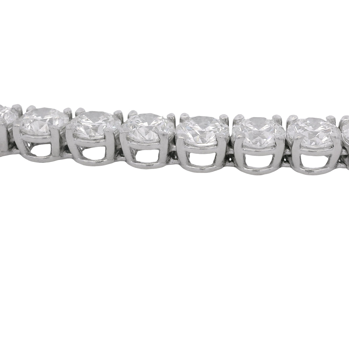 14K White Gold Natural 17.08 Carat Round Brilliant Cut Diamond Tennis Bracelet