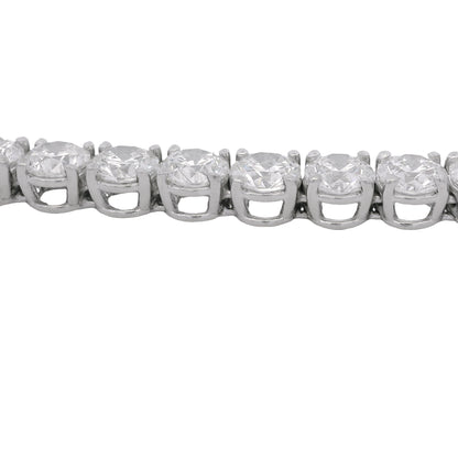 14K White Gold Natural 17.08 Carat Round Brilliant Cut Diamond Tennis Bracelet