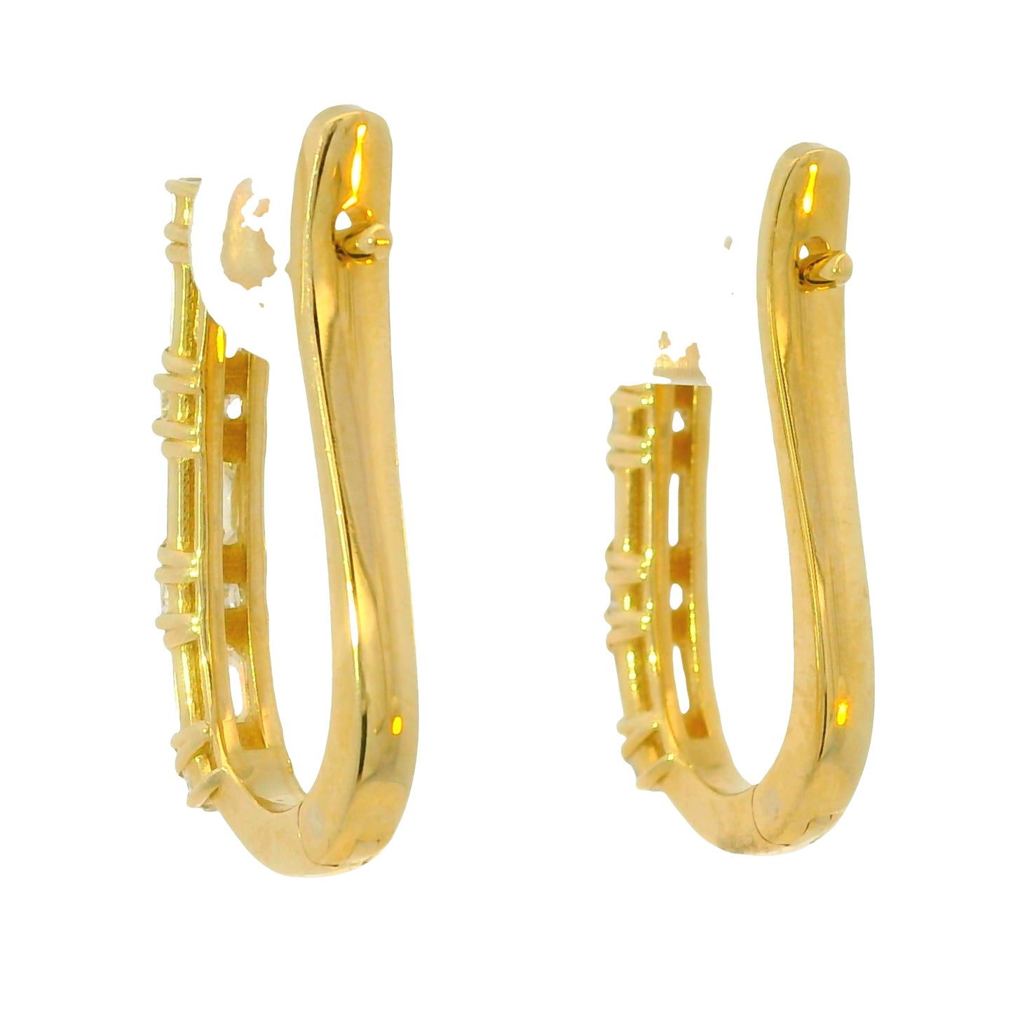 14K Yellow Gold Natural 1.72 Carat Baguette Diamond Huggie Earrings