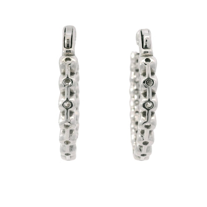 14K White Gold Natural 5.97 Carat Round Brilliant Cut Diamond Hoop Earrings