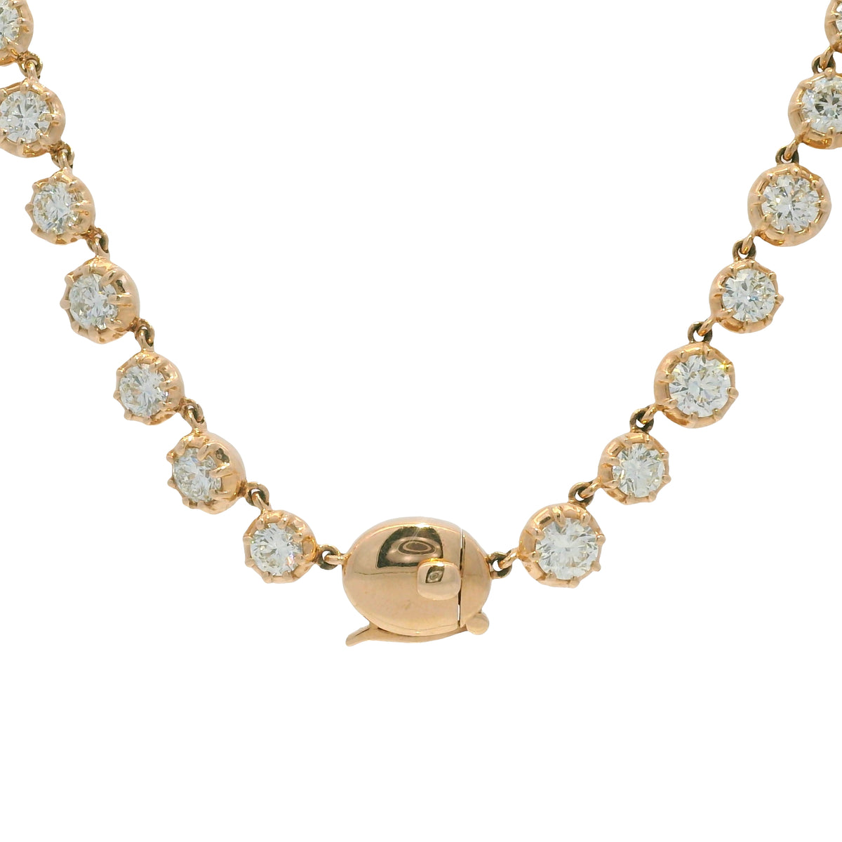14k Rose Gold Natural Round Brilliant Diamond Graduated Bezel Set Necklace — product photo 8