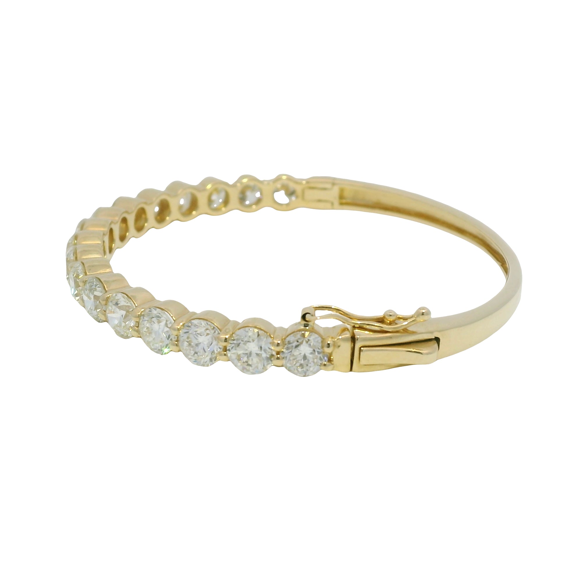 14k Yellow Gold Natural Round Brilliant Diamond Bangle Bracelet