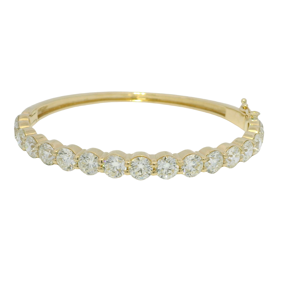 14k Yellow Gold Natural Round Brilliant Diamond Bangle Bracelet