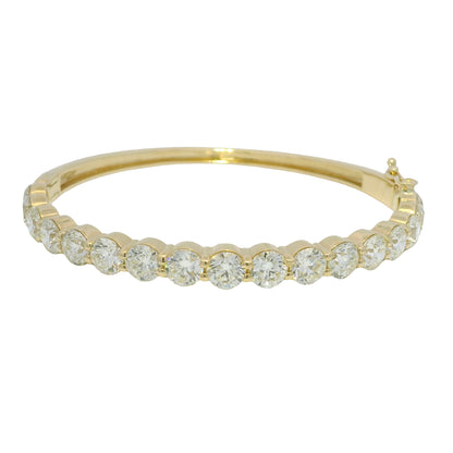 14k Yellow Gold Natural Round Brilliant Diamond Bangle Bracelet