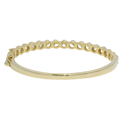 14k Yellow Gold Natural Round Brilliant Diamond Bangle Bracelet