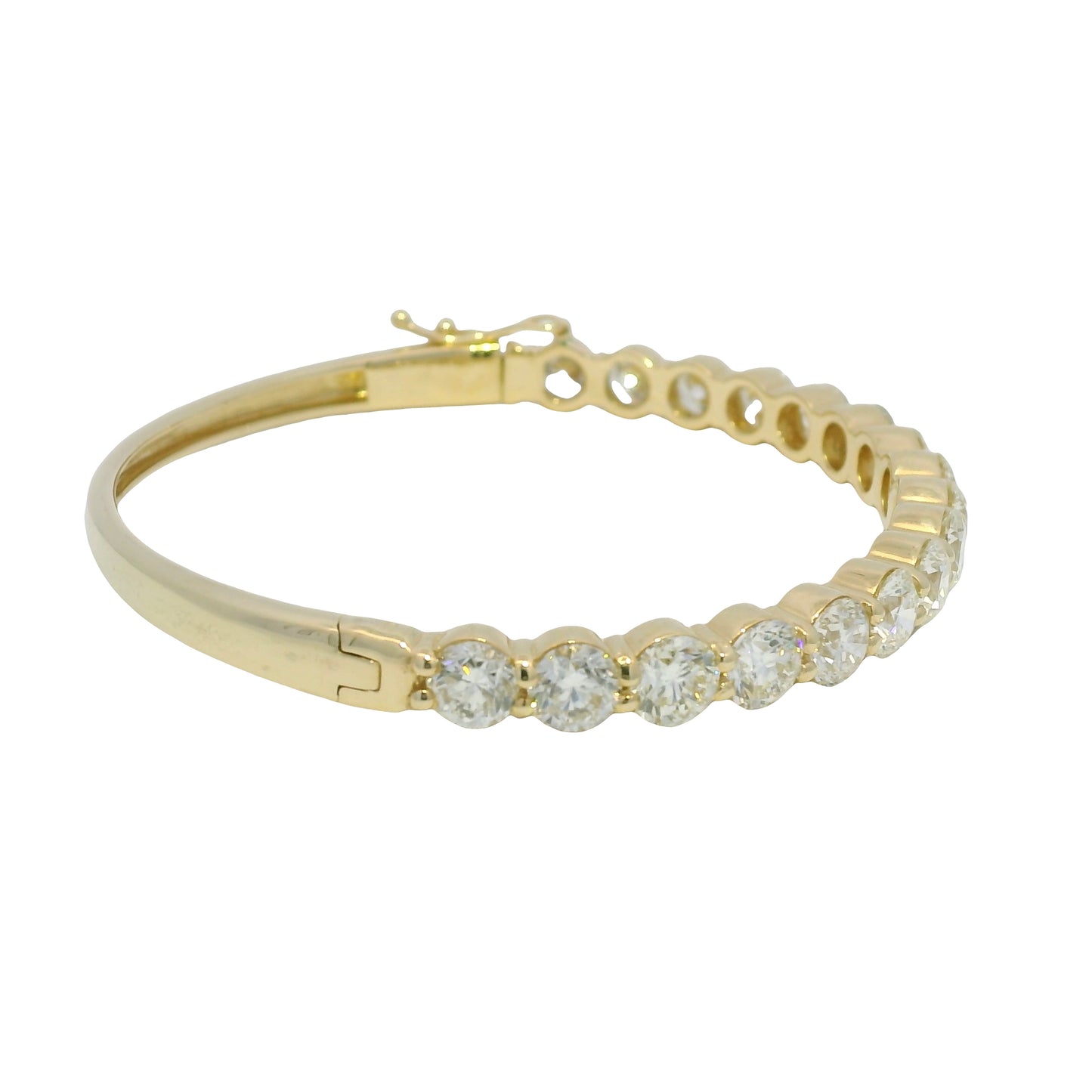 14k Yellow Gold Natural Round Brilliant Diamond Bangle Bracelet